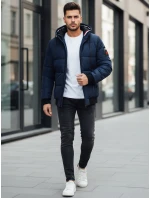 Pánska zimná bunda s kapucňou tmavomodrá FashionStreet TX5086z