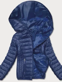 Modrá dámska prešívaná bunda s kapucňou (B0123-72)