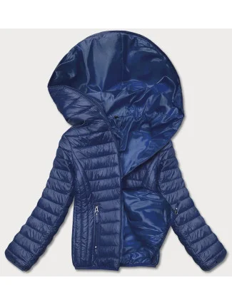 Modrá dámska prešívaná bunda s kapucňou (B0123-72) Modrá dámska prešívaná bunda s kapucňou (B0123-72)