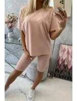 Komplet top+legginsy ciemny pudrowy róż