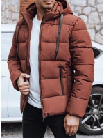 Pánska prešívaná zimná bunda s kapucňou FashionStreet brick TX5062