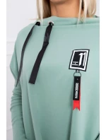 Oversize mikina s asymetrickými bokmi tmavo mätová