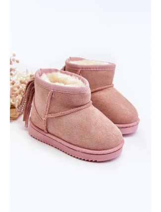 Dziecięce Ocieplane Botki Śniegowce Z Frędzlami Różowe Mikyla