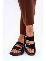 Sandały Damskie Z Klamrami Czarne Seladith