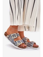 Klapki Damskie Z Klamrami I Brokatem S.Barski RB51-006 Beżowe