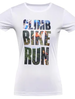 Dámske rýchloschnúce tričko QUATRA White s potlačou - ALPINE PRO