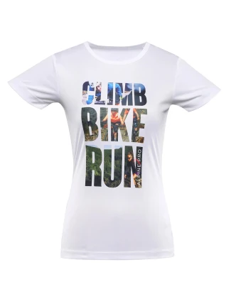 Dámske rýchloschnúce tričko QUATRA White s potlačou - ALPINE PRO Dámske rýchloschnúce tričko QUATRA White s potlačou - ALPINE PRO