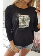 Blúzka s potlačou Star Style čierna Blúzka s potlačou Star Style čierna