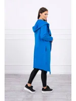 Dlhý kabát s kapucňou nevädzovo modrý