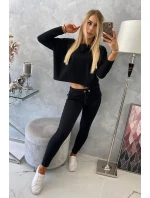 Súprava s oversize blúzkou čiernej farby