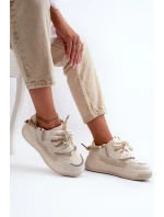Sneakersy Damskie Na Platformie Beżowe Moariella