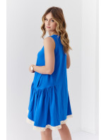 Šaty s volánom a chrpovou modrou gipiérou