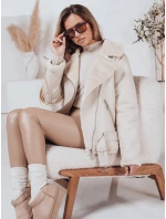 Dámska kožená bunda s ovčou kožušinou NORFDIMA biela FashionStreet TY4735