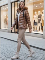 Dámska prešívaná zimná bunda s kapucňou MIRIAL hnedá FashionStreet TY4573z Dámska prešívaná zimná bunda s kapucňou MIRIAL hnedá FashionStreet TY4573z