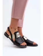 Zazoo 40385 Damskie Skórzane Sandały Czarne