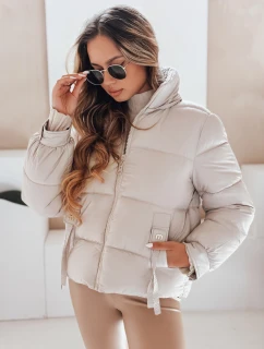 Dámska prešívaná bunda s kapucňou béžová FashionStreet TY5066
