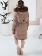 Dámska zimná bunda parka s kapucňou tmavo béžová FashionStreet TY5084 Dámska zimná bunda parka s kapucňou tmavo béžová FashionStreet TY5084