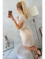 Šaty s obálkou dole béžovej
