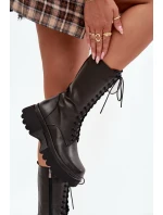 Skórzane Kozaki Ocieplane Na Platformie Artiker 57C2282 Czarne