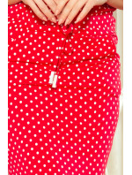 Dámske červené športové bodkované šaty so zaväzovaním a kapsičkami model 7243926