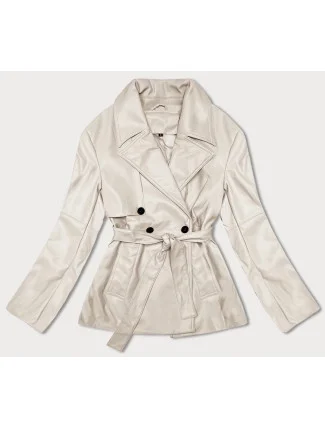 Krátky trenčkot z ekologickej kože J Style v studenej béžovej farbe (11Z8102) Krátky trenčkot z ekologickej kože J Style v studenej béžovej farbe (11Z8102)