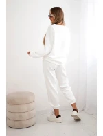 Súprava tepláky + nohavice maslová látka biela