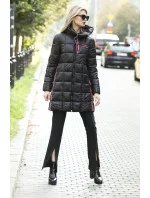 Čierna dámska bunda s ozdobnými lampasmi (AG1-J9002)
