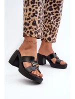 Zazoo 40419 Skórzane Klapki Damskie Z Wycięciami I Ozdobą Czarne