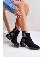 Eleganckie Botki Na Obcasie Ocieplane MR880-040 Czarne
