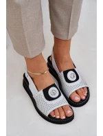 Sandały Damskie Na Koturnie Srebrne Isnnoria