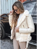 Dámska kožená bunda ramones s kožušinou cream FashionStreet TY5275