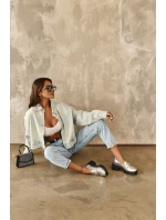 Damskie Skórzane Półbuty Na Masywnym Obcasie Srebrne Lemmitty