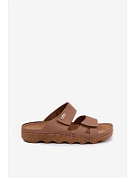 Dámske kožené papuče s prackami Inblu CX0004KU Brown