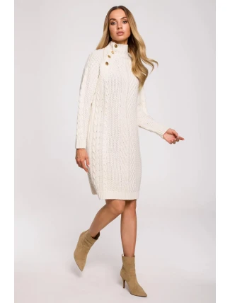 Dámske svetrové šaty M635 beige - Made Of Emotion Dámske svetrové šaty M635 beige - Made Of Emotion