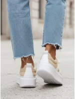 Dámske kožené tenisky na platforme béžové FashionStreet ZY1378