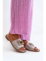 Klapki Damskie Z Ozdobami S.Barski KV27-031 Beżowe