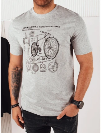 Pánske sivé tričko s potlačou FashionStreet RX5395