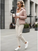 Dámska prešívaná bunda s kapucňou v svetloružovej farbe FashionStreet TY5532