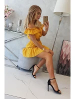 Vyšívaná súprava s horčicovou blúzkou s bodkami