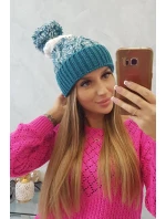Dámska čiapka s brmbolcom Abigail K326 marine+ecru