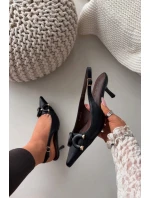 Dámské sandály na podpatku s ozdobným detailem černé Brienne