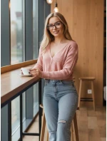 Dámsky ažurový sveter GOFFY peach FashionStreet MY2279