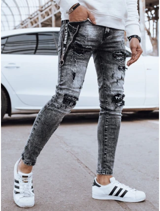 Pánske čierne džínsové nohavice FashionStreet UX4322