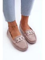 Damskie Modne Zamszowe Mokasyny Fioletowe Rabell