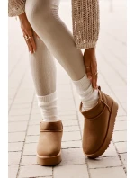 Skórzane Zamszowe Śniegowce Na Platformie Camel Nereviana