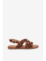 Sandały Damskie Na Płaskim Obcasie Ze Złotymi Ćwiekami Panterka Zanira