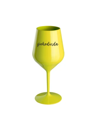 POHODINDA - žlutá nerozbitná sklenice na víno 470 ml