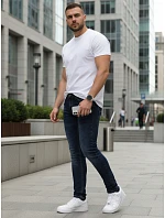 Pánske priliehavé skinny džínsy tmavomodré FashionStreet UX4491