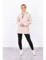 Béžová tunika na zips s kapucňou Oversize Béžová tunika na zips s kapucňou Oversize
