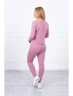 Súprava s gombíkovým výstrihom tmavo ružová